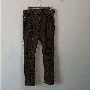 Forever 21+ Black Distressed Jeans